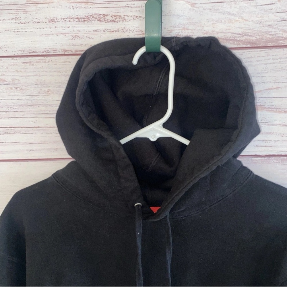Supreme Black Hoodie Sleeve Logo Stripe Large Streetwear Pullover - Picture 3 of 12